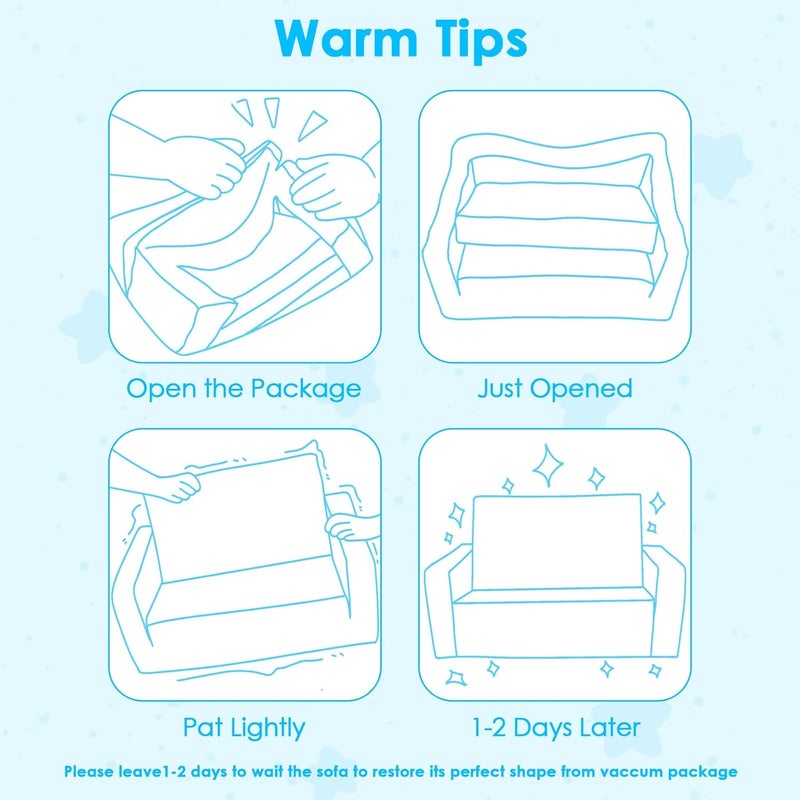 Decalsweet Foldable Kids Sofa Couch 2 in 1 Children Convertible Sofa to Lounger Flip Open Toddlers Sofa Bed,Extra Wide Soft Lightweight for Bedroom Livingroom Playroom - Image 5